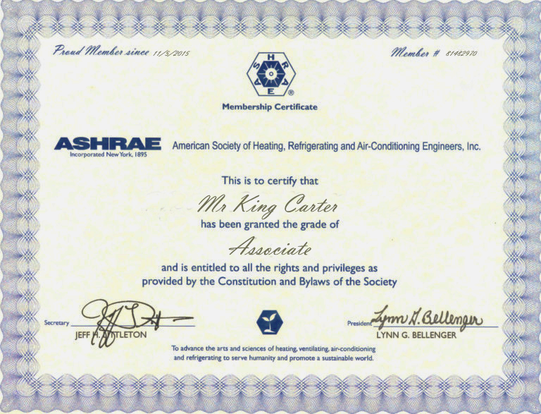 ASHRAE Certificate