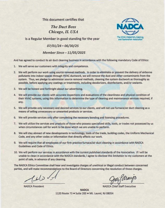 NADCA Certificate