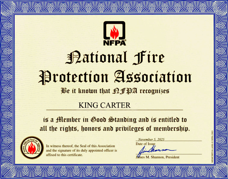 NFPA Certificate